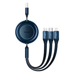 Кабель Baseus Bright Mirror 2 Series Retractable 3-in-1 Fast Charging Data Cable USB to M+L+C 3.5A 1.1m Blue