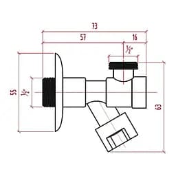 Кран приладовий буксовий Icma 1/2" кутовий No518 - мініатюра 2