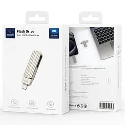 Флеш-накопичувач WIWU Wi-FD001 3in1 (USB-A/C/L) USB 3.0, 256GB Silver - мініатюра 7