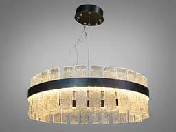 Люстра стельова LED Diasha 817/600PB 140W, регульована висота, чорний кришталь, сучасний стиль для коридору, спальні, офісу, кафе