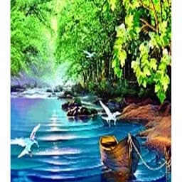 Алмазна мозаїка за номерами Лісова річка, 40x50 см, полотно на рамі