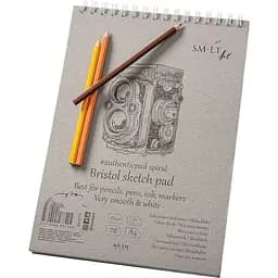 Альбом для эскизов на спирали SM-LT Art Authentic (Bristol) 185г/м2 50л белая и гладкая бумага