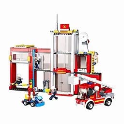 Конструктор Sluban M38-B0631 Пожежна частина — 612 деталей, пожежна машина, джип та фігурки рятувальників