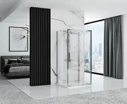 Душова кабіна Rea Rapid Swing 100x80 chrome пристінна REA-KPL-09121, Хром, Універсальна, прозорий, хром - мініатюра 5