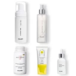 Сонцезахисний крем для обличчя SPF 50 + Набір для догляду за шкірою обличчя жирного типу Hillary