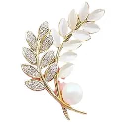 Брошка Колосок з цинкового сплаву вставка гірський кришталь 31x43 мм жіноча елегантна прикраса Золотистий