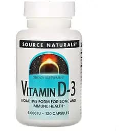 Вітамін D3 Source Naturals 5000 МО 120 капсул