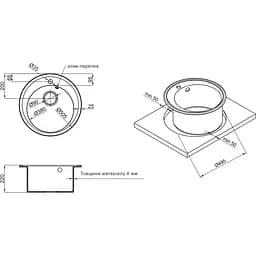Кухонна мийка Lidz D510/200 ANT-15 антрацит (LIDZANT15D510200) - мініатюра 3