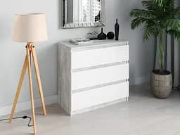 Комод для дома Flamecame в стиле лофт на 3 ящика без ручек из ДСП II FT-214 Бетон/Белый