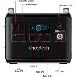 Зарядна станція Choetech BS006 2000W [100893] - мініатюра 5