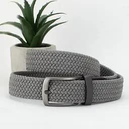 Ремень резинка мужской JK-35004 (110 см) светло-серый плетеный
