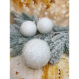 Набір ялинкових куль Їжачок 80 мм 6 шт Білий