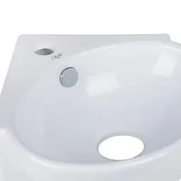 Умивальник Qtap Leo N підвісний угловая овальний 380x360x130 мм White + донний клапан PU02O, Білий - мініатюра 4
