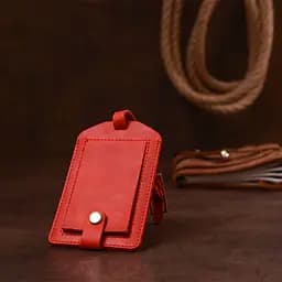 Вінтажна шкіряна бірка на валізу Shvigel 16556 червона - мініатюра 6