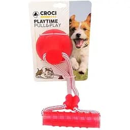 Игрушка для собак Croci Цилиндр на веревке с присоской красная 36х13 см
