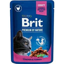Влажный корм Brit Premium Cat Pouch для кошек с курицей и индейкой 100 г