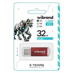 USB флеш накопичувач Wibrand 32GB Cougar Red USB 2.0 (WI2.0/CU32P1R) - мініатюра 2