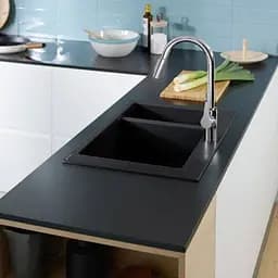 Кухонна мийка Hansgrohe S510-F635 770x510 на дві чаші 80/450 Graphiteblack 43315170, Чорний - мініатюра 3