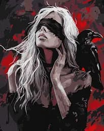 Набор для рисования по номерам "Дівчина і ворона" Ideyka 40х50см КНО8687