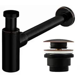Сифон універсальний для умивальника Rea click-clack Old Black REA-A8536, Чорний