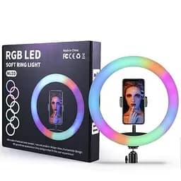 Селфі-лампа LED кільцева 33 см Voltronic MJ33 RGB + штатив