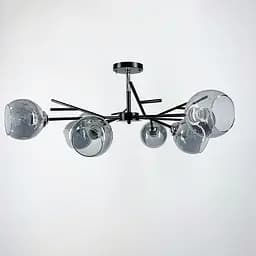 Стельова люстра в чорному корпусі на 8 плафонів | Арт. 088N/8 BK | Line F