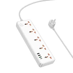 Мережевий подовжувач Hoco AC14A Rico 5-position socket(PD30W/1C3A) білий - мініатюра 3
