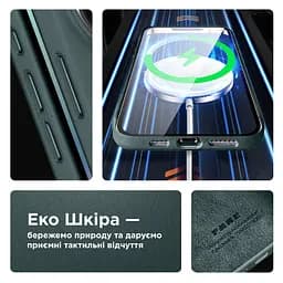 Кожаный чехол-панель для Apple iPhone 15, FAKE Leather Case, зеленый, искусственная кожа, премиум-класс, противоударный, защита всего корпуса, с мягкой подкладкой, поддержка MagSafe и беспроводной зарядки, ArmorStandart (ARM76291) - мініатюра 4