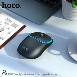 Миша Hoco DI47 Cool світло-флуоресцентна акумуляторна миша 2.4G / BT чорна - мініатюра 7