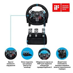 Кермо і педалі Logitech G29 Driving Force Racing Wheel (941-000112) Black - мініатюра 6