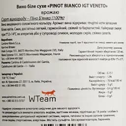 Вино Castelnuovo del Garda Pinot Bianco біле сухе 0.75 л - мініатюра 4