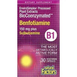 Бенфотиамин и сульбутиамин Natural Factors Benfotiamine plus Sulbutiamine BioCoenzymated 30 вегетарианских капсул
