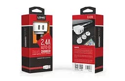 Мережевий зарядний пристрій LDNIO DL-AC66 Wall Charger 2 USB + кабель Iphone - мініатюра 3