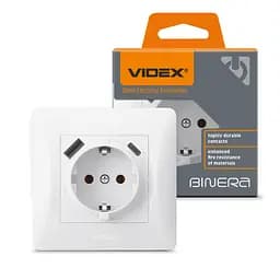 Розетка Videx Binera одинарна із заземленням з USB+USB-C біла (VF-BNSK1GUC-W)