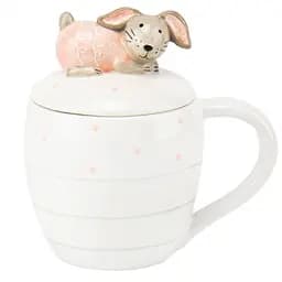Чашка Elisey Чаювання з кроликом 400 мл (4000-026) біла з рожевим  