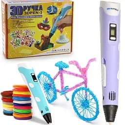 3D ручка з LCD дисплеєм та набором еко пластику для 3D малювання 3D Pen Blue - мініатюра 2