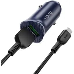 Автомобільний зарядний пристрій Hoco Z39 Farsighted dual port QC3.0 Car charger set ( Micro ) Синій