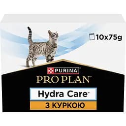 Вологий додатковий корм для дорослих котів Purina Pro Plan Hydra Care для збільшення споживання рідини з куркою 75 г х 10 шт.