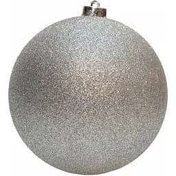 Елочная игрушка - шар Linhai D15 см серебристый глиттер пластик (033966)
