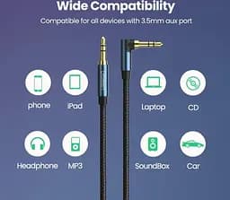 Аудіо кабель Ugreen AV112 3.5 мм Male to 3.5 мм Male Cable золотистий Plated Metal Case with Braid (60180) - мініатюра 3