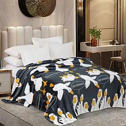 Плед Love You Гуси флісовий 150x200 см чорний (8184)