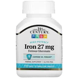 Железо высокоэффективное 21st Century High-Potency Iron 27 мг 110 таблеток