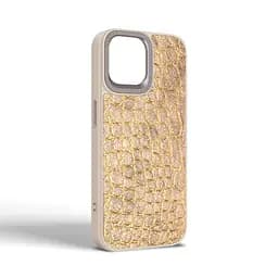 Кожаный чехол для Apple iPhone 14, Harder Crocosaur, бежевый, термополиуретан ТПУ + экокожа с текстурой крокодила, панель, защита корпуса, противоударный, микрофибра, рамка вокруг камеры, защита всего корпуса, (ARM76717) - мініатюра 2