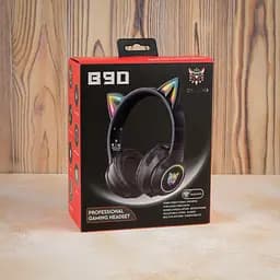 Накладні навушники Onikuma Bluetooth Gaming CAT with LED B90, 800mAh, BT5.0, AUX, 800mAh, 15h, black - мініатюра 4