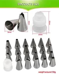 Набір із 23 кондитерських насадок із нержавіючої сталі з перехідником, A-plus 85475 - мініатюра 3