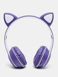 Бездротові навушники з вушками фіолетові bluetooth навушники з підсвічуванням дитячі Headset MZ-023 - мініатюра 2