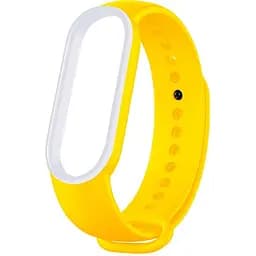 Ремінець Uwatch Double Color Replacement Silicone Band For Xiaomi Mi Band 5/6/7 Yellow/White Line