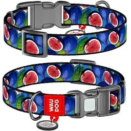 Нашийник для собак нейлоновий Waudog Nylon з QR адресником Інжир S 1.5х25-35 см