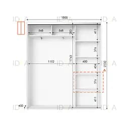 Шафа-купе Idea серія 5 180 x 45 x 210 см Білий Дзеркало - мініатюра 2