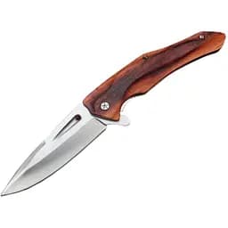 Нож складной A2882, ручка сталь+дерево, длина 215 мм, 200 гр, Box